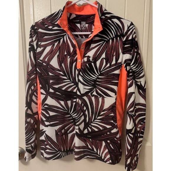 Tail White Label Floral Print Golf  Quarter Zip Long Sleeve Top M - Picture 1 of 3
